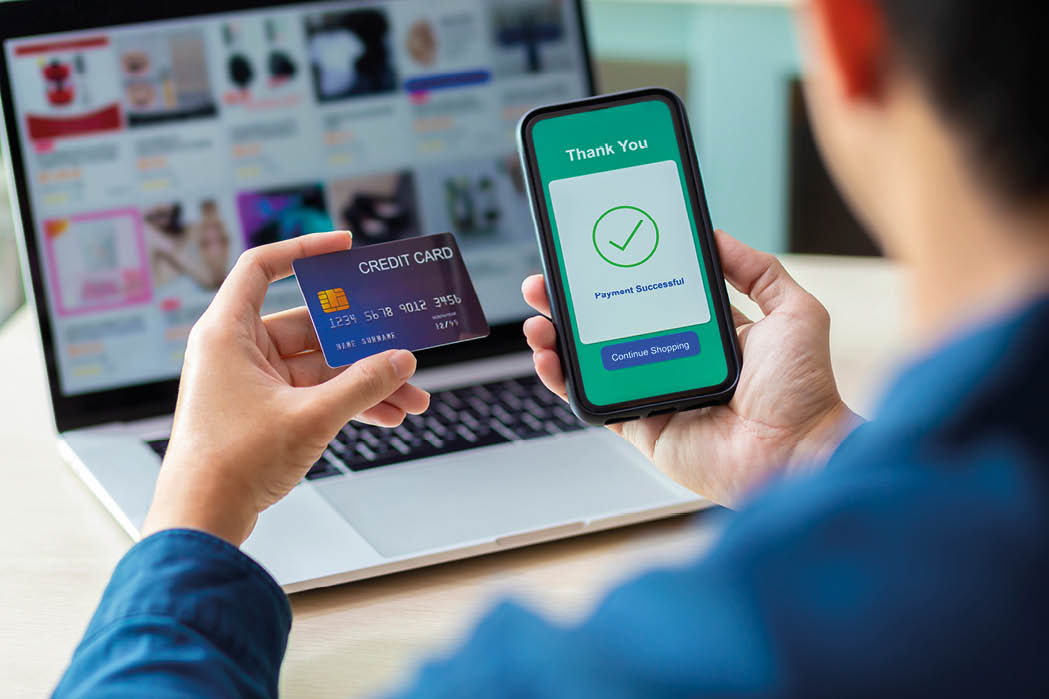 using smartphone and credit card online shopping