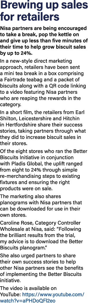 Brewing up sales for retailers Nisa partners are being encouraged to take a break, pop the kettle on and give up less   