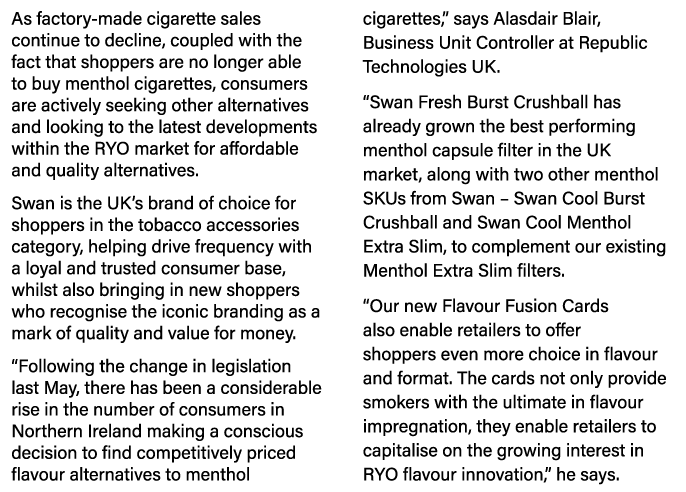 As factory-made cigarette sales continue to decline, coupled with the fact that shoppers are no longer able to buy me   