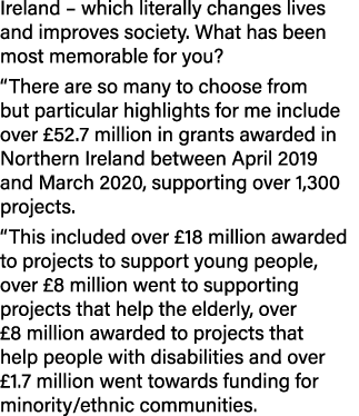 Ireland   which literally changes lives and improves society  What has been most memorable for you   There are so man   