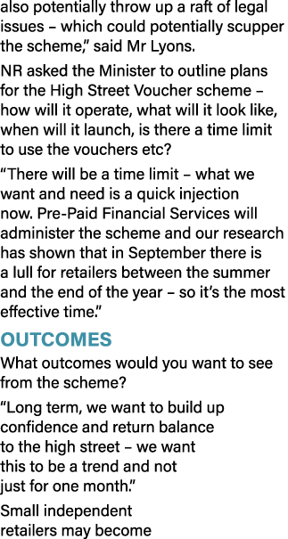 also potentially throw up a raft of legal issues   which could potentially scupper the scheme,  said Mr Lyons  NR ask   
