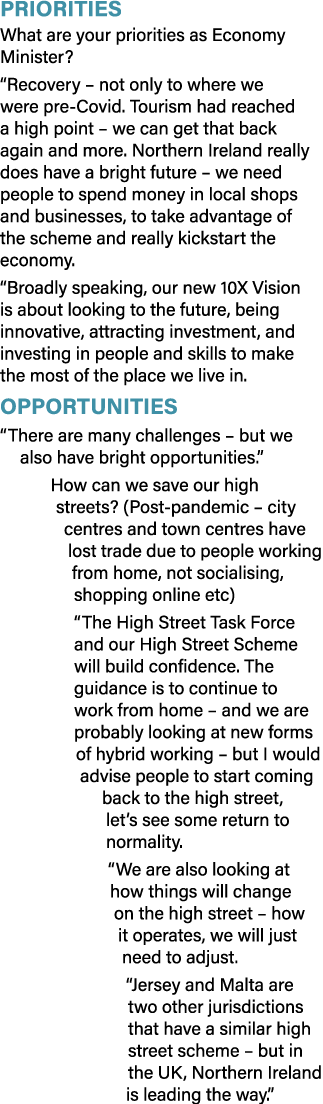 Priorities What are your priorities as Economy Minister   Recovery   not only to where we were pre-Covid  Tourism had   