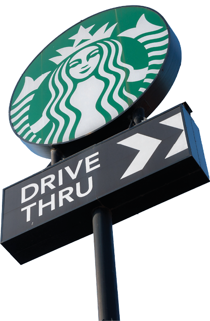 PHRA NAKHON SI AYUTTHAYA, THAILAND - NOVEMBER 27, 2017: Starbucks Coffee Drive Thru at Fast Fac Wangnoi, Phra Nakhon Si Ayutthaya, Thailand  Starbucks is the largest coffeehouse company in the world 