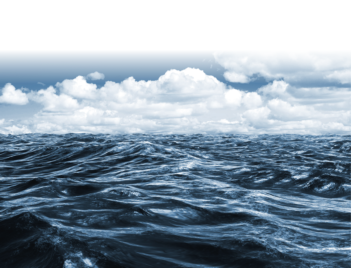 Blue rough ocean against scenic view of blue sky