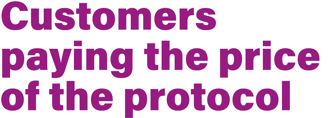Customers paying the price of the protocol