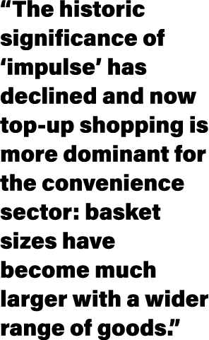  The historic significance of  impulse  has declined and now top-up shopping is more dominant for the convenience sec   