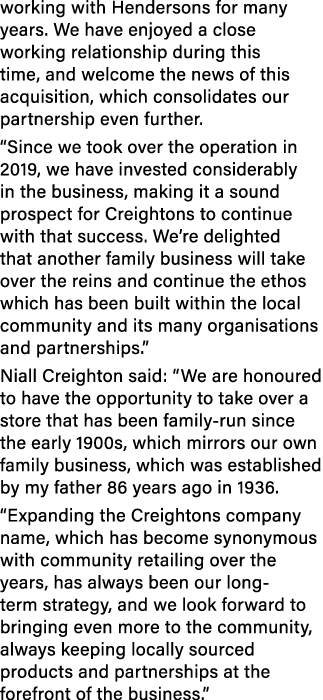 working with Hendersons for many years  We have enjoyed a close working relationship during this time, and welcome th   