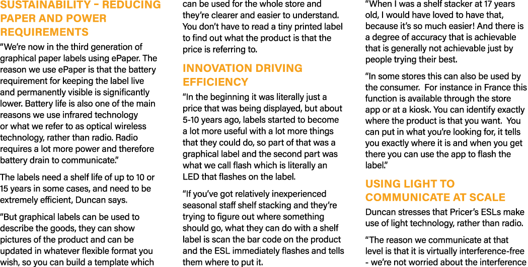 Sustainability   Reducing Paper and Power Requirements  We re now in the third generation of graphical paper labels u   