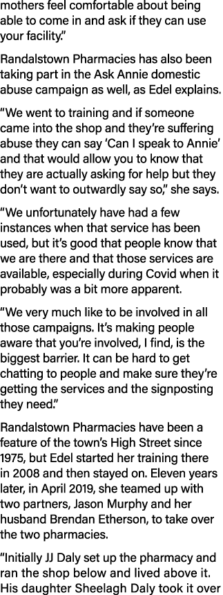 mothers feel comfortable about being able to come in and ask if they can use your facility   Randalstown Pharmacies h   