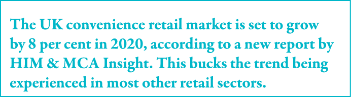 The UK convenience retail market is set to grow by 8 per cent in 2020, according to a new report by HIM & MCA Insight   