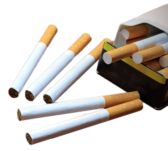A Vape Pen And Cigarettes On A Brown Background. The Choices Between Vaping And Smoking.