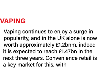 Vaping Vaping continues to enjoy a surge in popularity, and in the UK alone is now worth approximately £1.2bnm, indee...