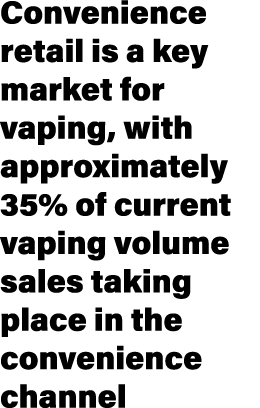 Convenience retail is a key market for vaping, with approximately 35% of current vaping volume sales taking place in ...