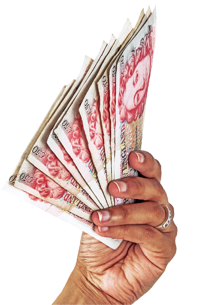 Money in the hand waving rich successful and lucky concept 