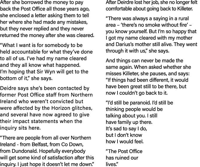 After she borrowed the money to pay back the Post Office all those years ago, she enclosed a letter asking them to te   