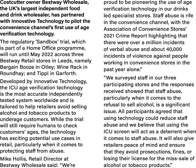 Costcutter owner Bestway Wholesale, the UK s largest independent food and drink wholesaler, has partnered with Innova   