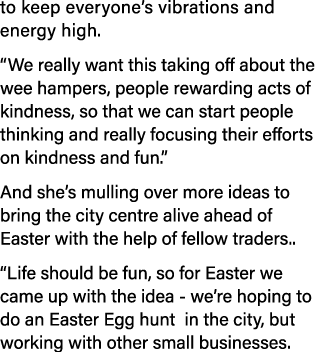 to keep everyone s vibrations and energy high   We really want this taking off about the wee hampers, people rewardin   