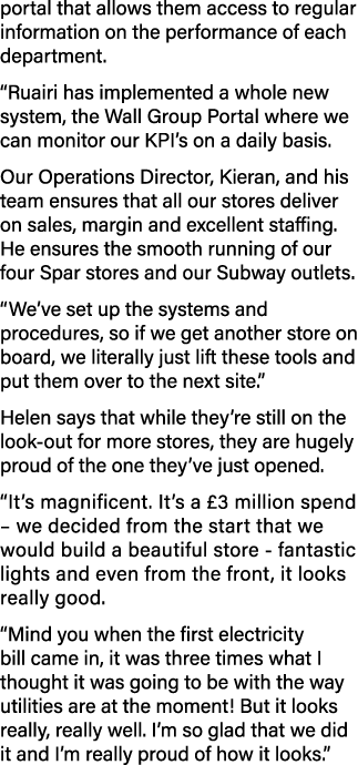 portal that allows them access to regular information on the performance of each department   Ruairi has implemented    