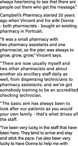 always heartening to see that there are people out there who get the message   Campbell s Pharmacy started 20 years a   