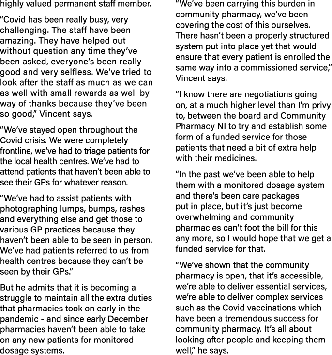 highly valued permanent staff member   Covid has been really busy, very challenging  The staff have been amazing  The   