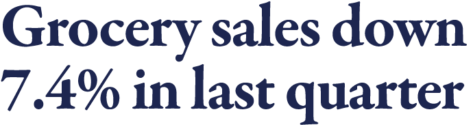 Grocery sales down 7 4% in last quarter