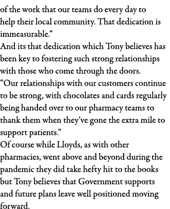 of the work that our teams do every day to help their local community  That dedication is immeasurable   And its that   
