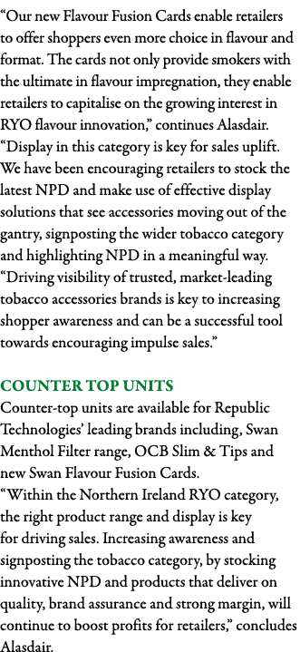  Our new Flavour Fusion Cards enable retailers to offer shoppers even more choice in flavour and format  The cards no   