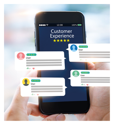 customer experience,review concept Hands holding mobile phone