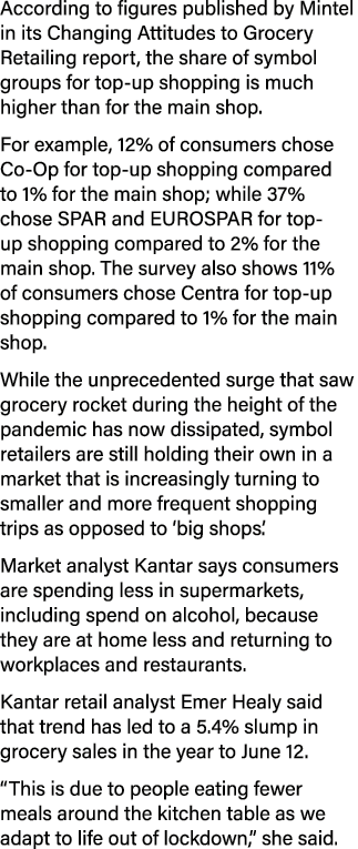 According to figures published by Mintel in its Changing Attitudes to Grocery Retailing report, the share of symbol g   