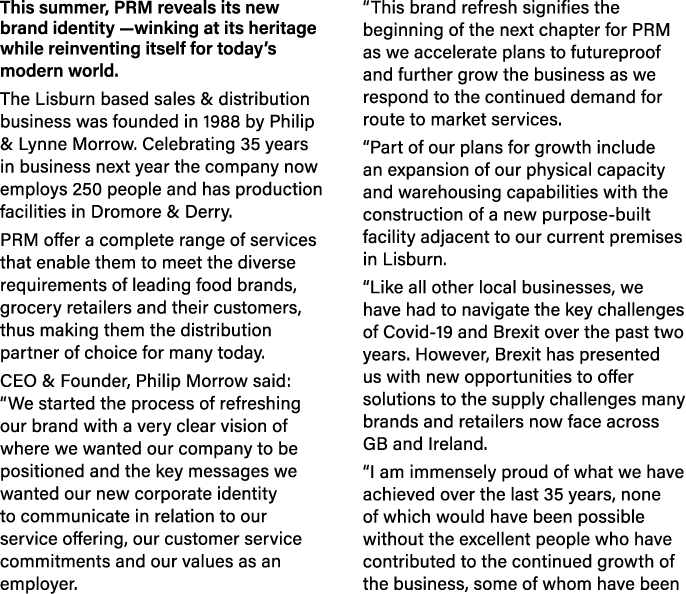 This summer, PRM reveals its new brand identity —winking at its heritage while reinventing itself for today s modern    