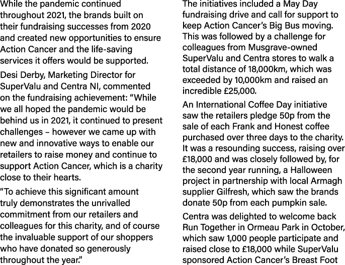 While the pandemic continued throughout 2021, the brands built on their fundraising successes from 2020 and created n   