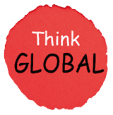 Think Global and Act Local text in red and green circles on white background  Business concept