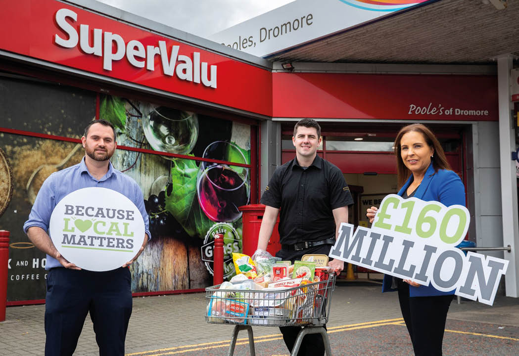 Pictured (L-R): Jamie Poole, owner of Poole s SuperValu Dromore, Declan McAtamney, owner of McAtamney Butchers and Julie Cherry, trading director at Musgrave NI  The Musgrave Group in Northern Ireland spends  160 million on local food and drink each year supporting the employment of almost 5,000 people in 300 locations and contributing c  350m to the local economy   A hugely positive force in Northern Ireland both economically and socially, the retail and wholesale group represents consumer brands SuperValu, Centra and Mace as well as wholesale brands Musgrave MarketPlace, Drinks Inc and La Rousse Foods 