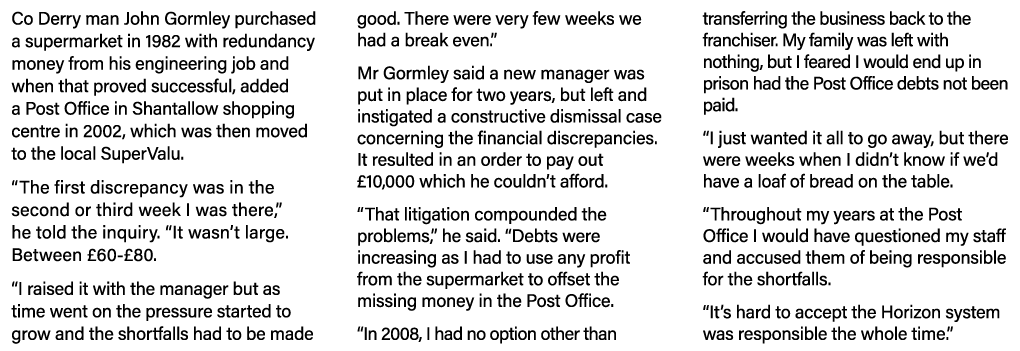 Co Derry man John Gormley purchased a supermarket in 1982 with redundancy money from his engineering job and when tha   