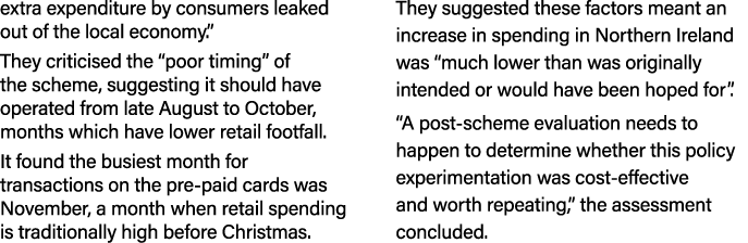 extra expenditure by consumers leaked out of the local economy   They criticised the  poor timing  of the scheme, sug   