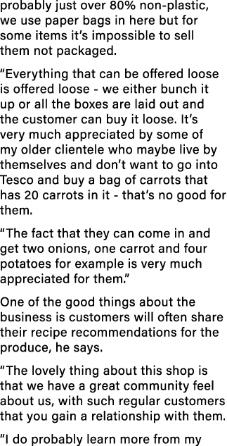 probably just over 80% non-plastic, we use paper bags in here but for some items it s impossible to sell them not pac   