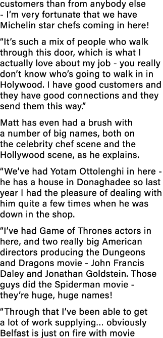 customers than from anybody else - I m very fortunate that we have Michelin star chefs coming in here   It s such a m   