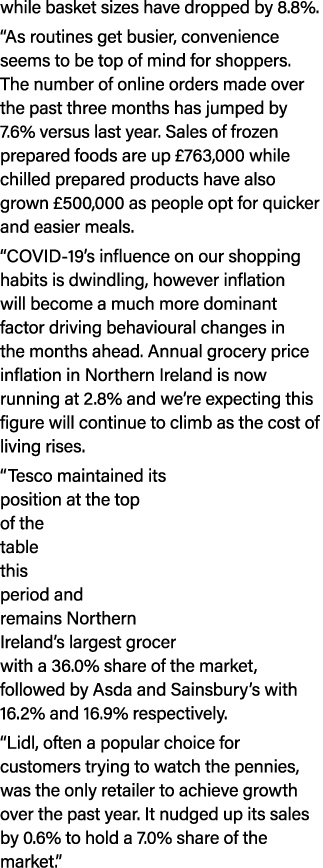 while basket sizes have dropped by 8 8%   As routines get busier, convenience seems to be top of mind for shoppers  T   