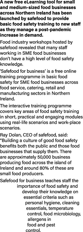 A new free eLearning tool for small and medium-sized food businesses across Northern Ireland has been launched by saf   