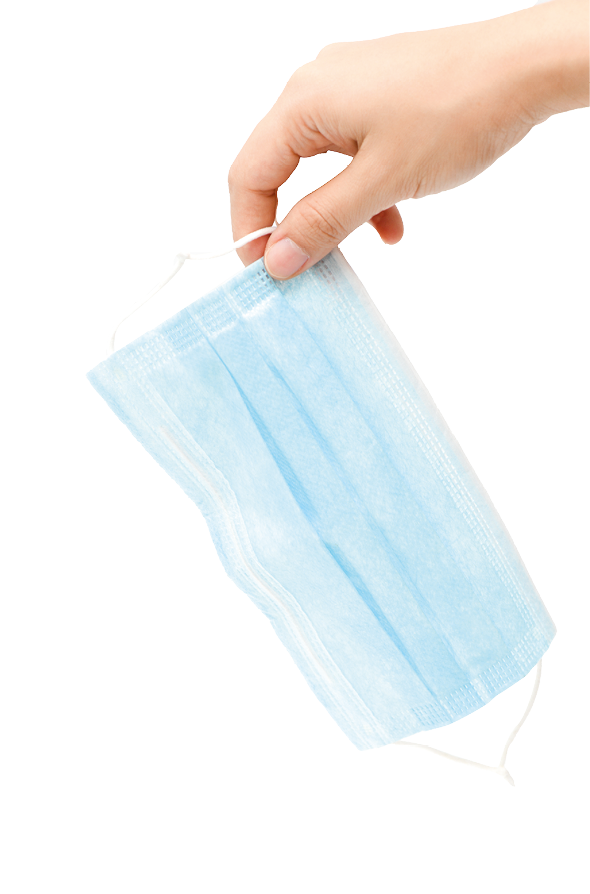 Blue medical disposable face mask for protection against flu and other diseases  Surgical mask on white background  