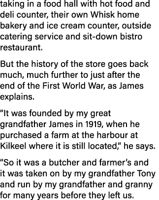 taking in a food hall with hot food and deli counter, their own Whisk home bakery and ice cream counter, outside cate   