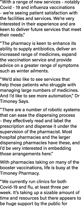  With a range of new services - notably Covid - 19 and influenza vaccinations - we re seeing patient satisfaction wit   