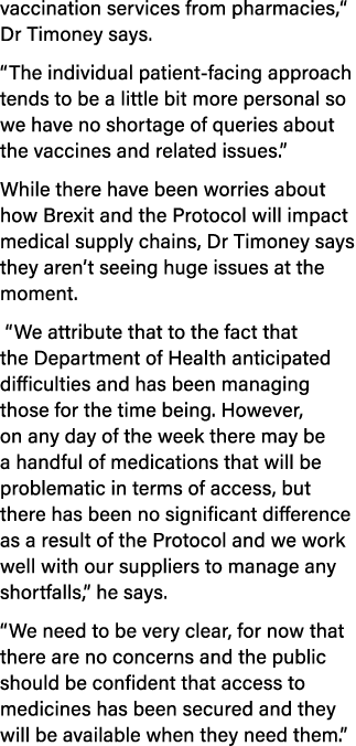 vaccination services from pharmacies,  Dr Timoney says   The individual patient-facing approach tends to be a little    