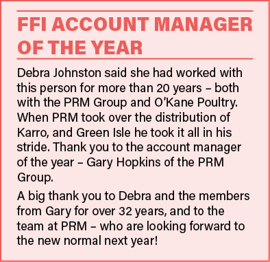 FFI Account Manager of the Year Debra Johnston said she had worked with this person for more than 20 years   both wit   