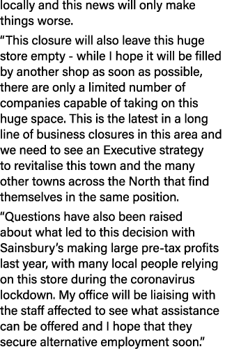 locally and this news will only make things worse   This closure will also leave this huge store empty - while I hope   
