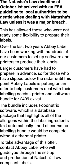 The Natasha s Law deadline of October 1st arrived with an FSA guideline to local authorities to be gentle when dealin   
