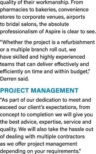 quality of their workmanship  From pharmacies to bakeries, convenience stores to corporate venues, airports to bridal   