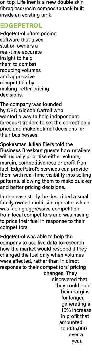 on top  Lifeliner is a new double skin fibreglass resin composite tank built inside an existing tank  Edgepetrol Edge   