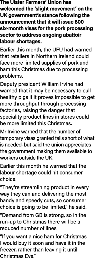 The Ulster Farmers  Union has welcomed the  slight movement  on the UK government s stance following the announcement   