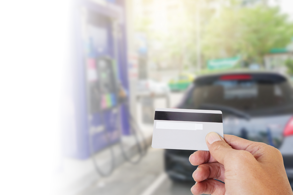 Credit card to make a payment for refueling car on gas station